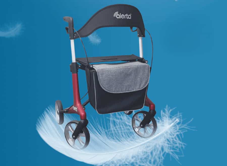 Alerta Carbon Ultra Lightweight Folding 4 Wheel Walker Rollator ALT-R016 Black or Satin Red