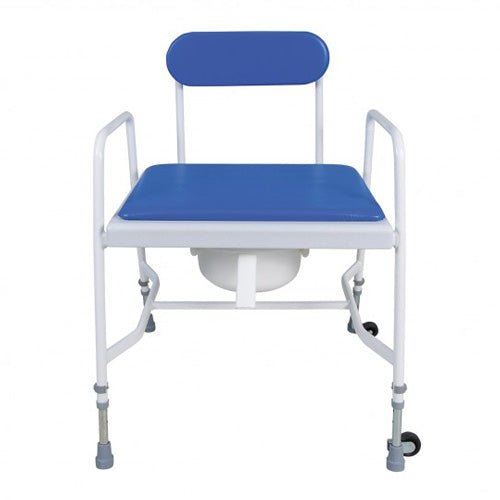 M222 Cefndy Extra Wide Heavy Duty Bariatric Commode Toilet Frame 50 Stone Weight Limit blue White Wheels
