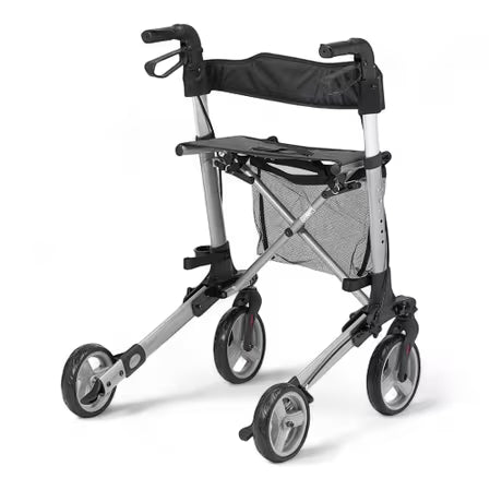 Days Deluxe Lightweight Folding Compact 4 Wheel Walker Rollator Silver 091439314 Travel Fold Flat