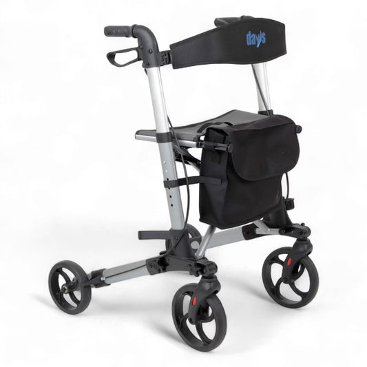 Days Deluxe Lightweight Folding Compact 4 Wheel Walker Rollator Silver 091439314 Travel Fold Flat