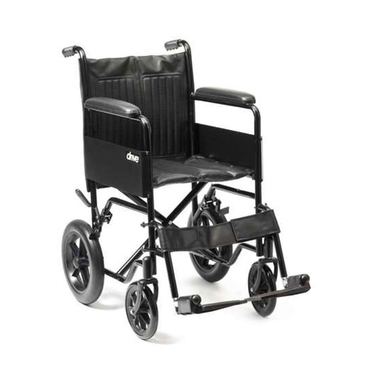 Fauteuil roulant de transit en acier Drive Medical S1, usage intérieur/extérieur, rembourrage en vinyle, testé antichoc CS1142T