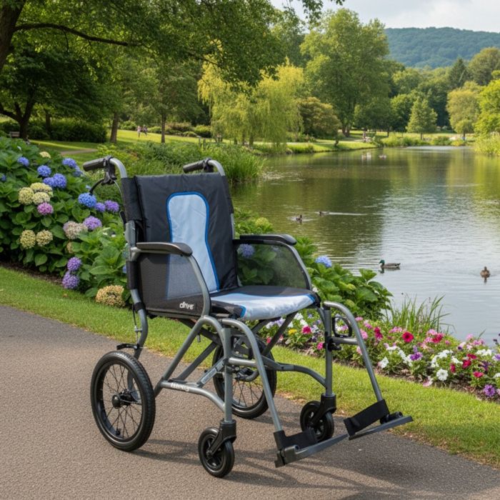 Drive Devilbiss AeroMg Magnesium Super Lightweight Transit Wheelchair only 5.7kg Small Wheel 17.5" (18") Seat Width ULMGWCTS