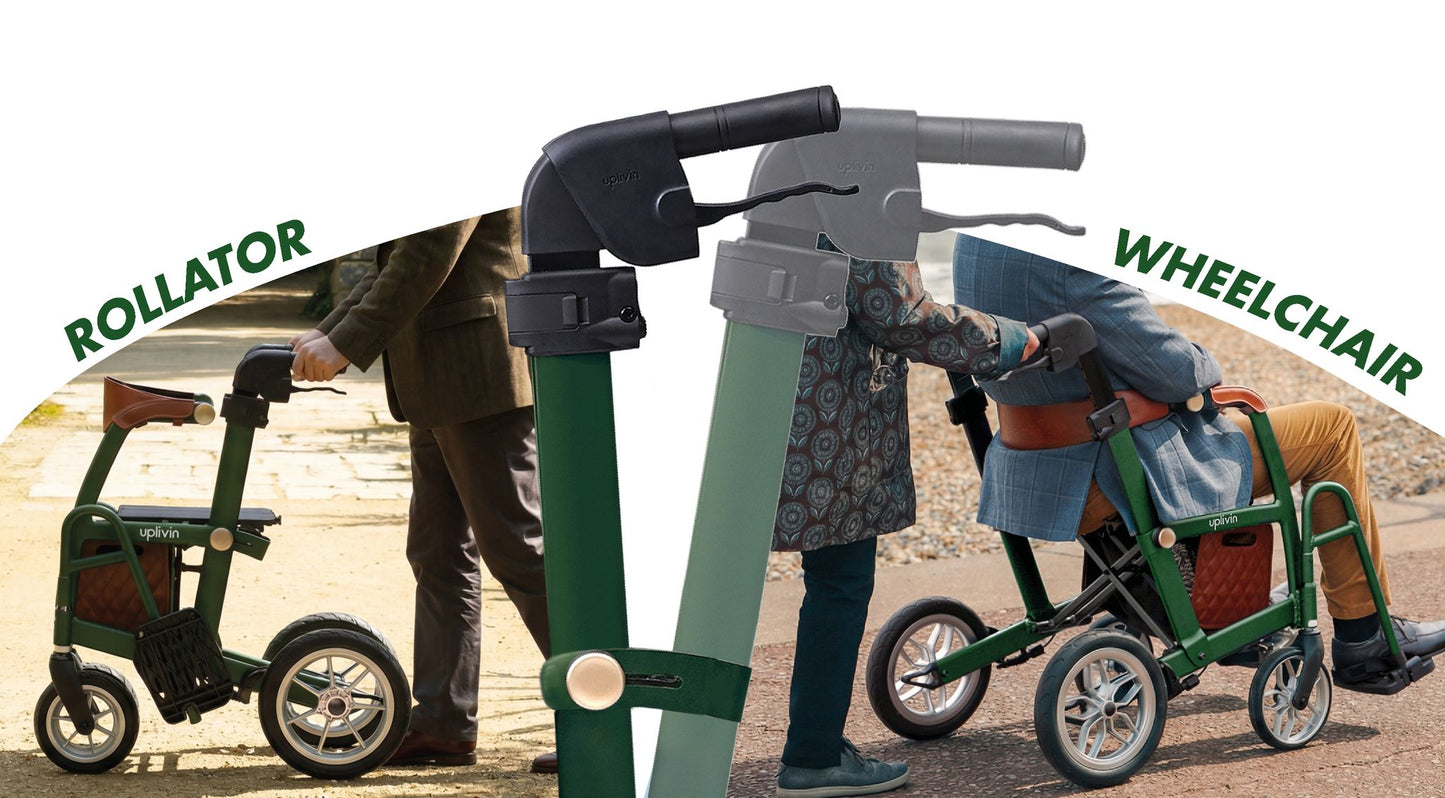 Uplivin Glide 2 in 1 Rollator Green or Black Walker with Seat To Wheelchair folding Lightweight PR32220 PR32221