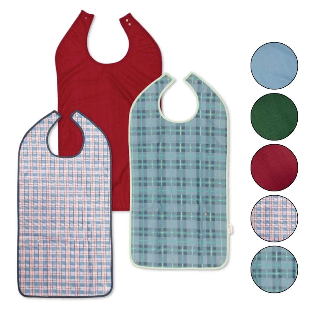 Alerta Adult Bib Standard Length Long Washable Check ALT-BIB-PS