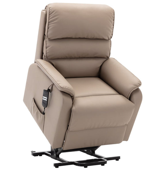 GFA Valencia Electric Rise and Recliner Armchair PU Leather Upholstery In Pebble or Fabric Grey or Fabric Wheat