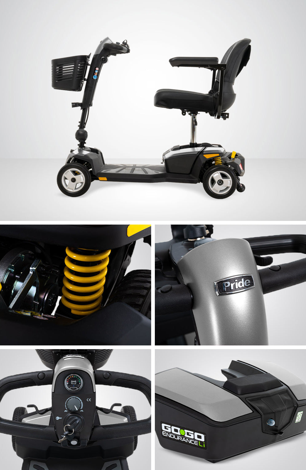 Pride Go-Go Apex Endurance Mobility Boot Scooter 4mph Lithium Battery 8AH or 16AH