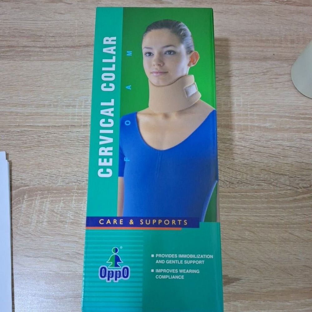 Oppo Collier Cervical Large Rembourré Beige Crème Attelle Cou Entier Soutien Entorse Foulure Sport Velcro 4091