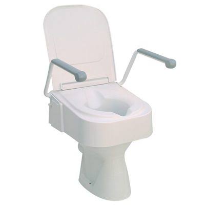 Siège de toilettes surélevé Drive DeVilbiss, complet avec couvercle et accoudoirs TSE150, hauteur réglable
