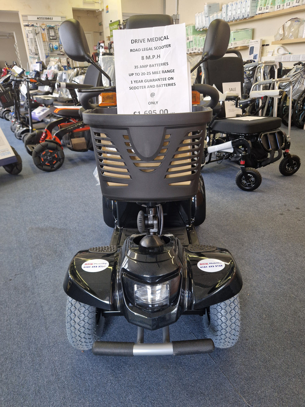 Drive Devilbiss Road Legal In Store 8 MPH Large Scooter Full Suspension M4DB Black Red