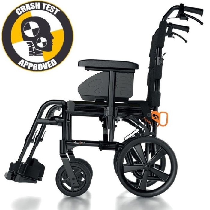 Invacare Action 2 NG LITE Crash Tested Super Lightweight Folding Transit Wheelchair Attendant Push In Black BQ1529492-AF