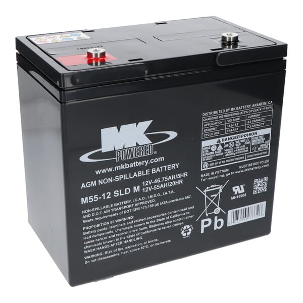 MK 12 Volt 55 AH SLA Sealed Lead Acid Battery for Hoists Scooters