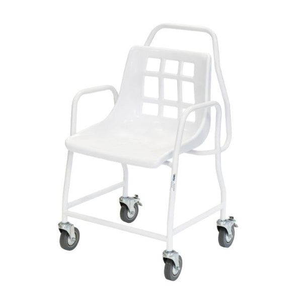 Alerta Mobile Shower Chair With 4 Wheels Castors Puh Handle Attendant ALT-BE002
