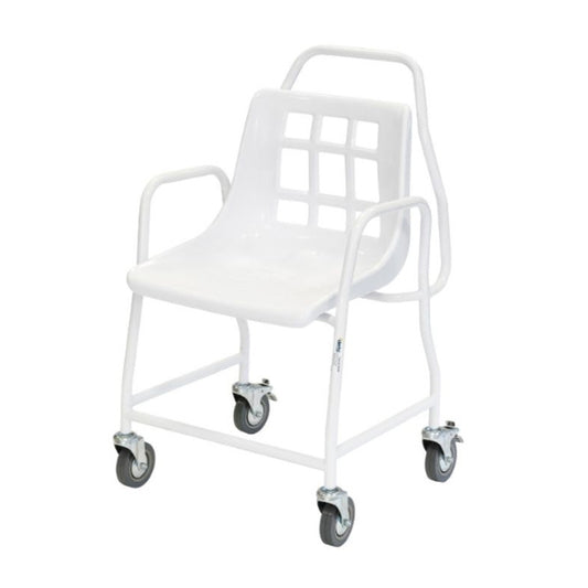 Alerta Mobile Shower Chair With 4 Wheels Castors Puh Handle Attendant ALT-BE002