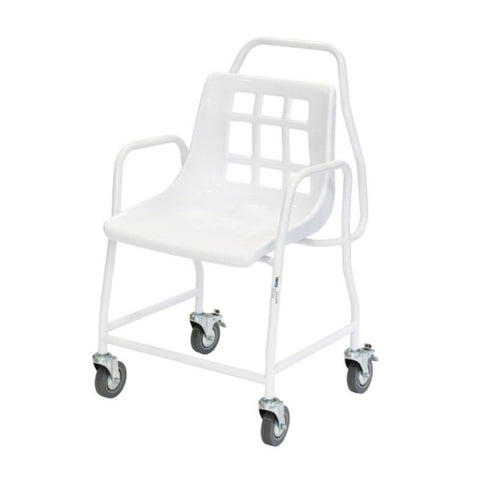 Alerta Mobile Shower Chair With 4 Wheels Castors Puh Handle Attendant ALT-BE002