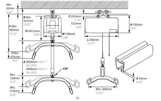 Etac Molift Air 200 Etac Ceiling Hoist Carriage and Rails System New or Reconditioned