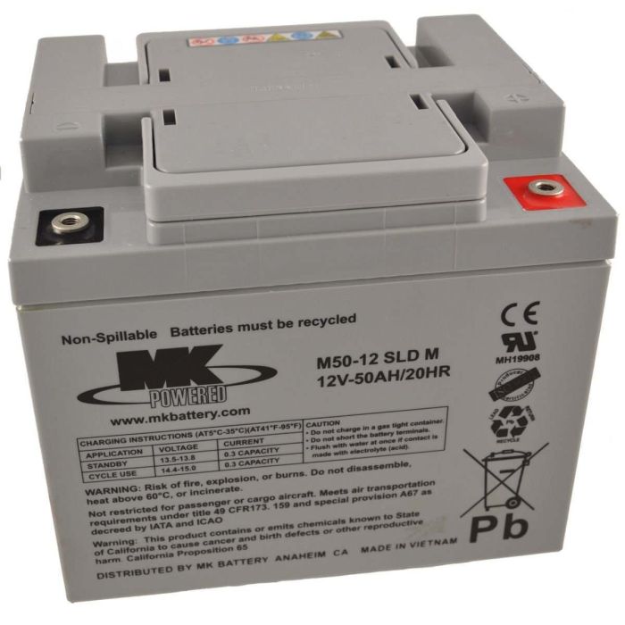 MK 12 Volt 50 AH SLA Sealed Lead Acid Battery for Hoists Scooters