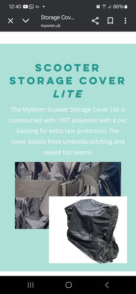 My Wren Mobility Scooter Storage Cover Lite Lightweight Waterproof X Large or Standard