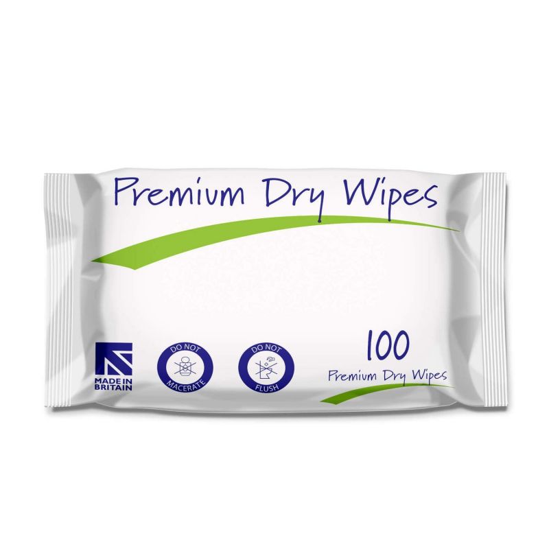Care Shop Premium Dry Soft Wipes Large 100 Pack PDW2832 28 x 28cm