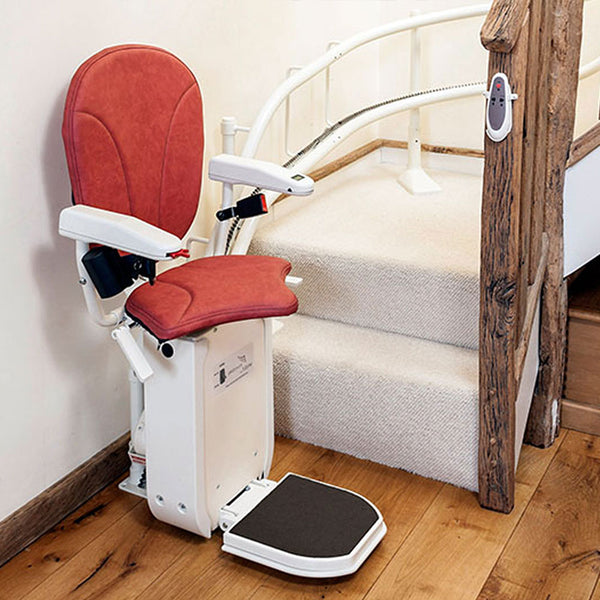 Platinum One or Two Curved Stairlift Standard or Heavy Duty Reconditioned or New Narrow Spiral Staircases Ergo Small Seat