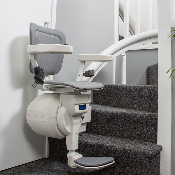 Platinum One or Two Curved Stairlift Standard or Heavy Duty Reconditioned or New Narrow Spiral Staircases Ergo Small Seat