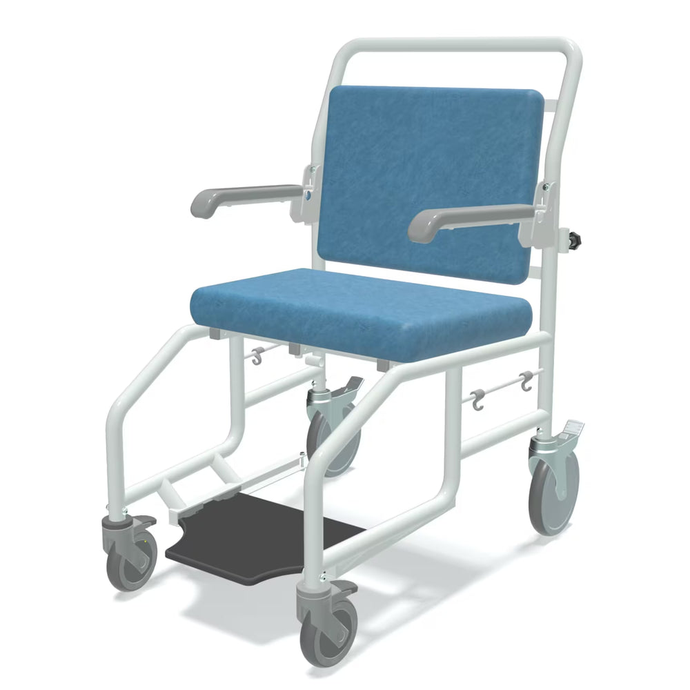 MC8000 Portman Porter Hospital Transport Chair Wheelchair Standard Seers Medical Sky Blue Vinyl