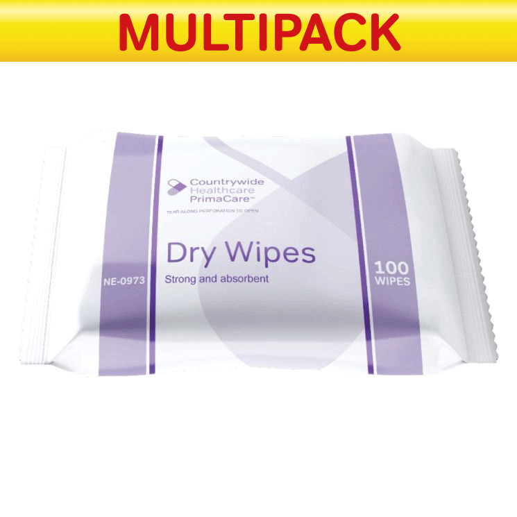 NE-0973 Primacare Regular Standard Dry Disposable Patient Care Wipes 30 x 18cm Single or Case of 40 Packs