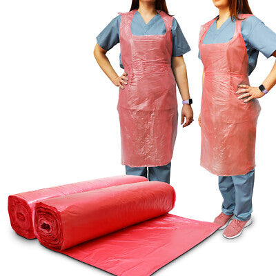 Disposable Plastic Aprons On Roll Blue Yellow or White 200 Pack Countrywide Premium Polythene
