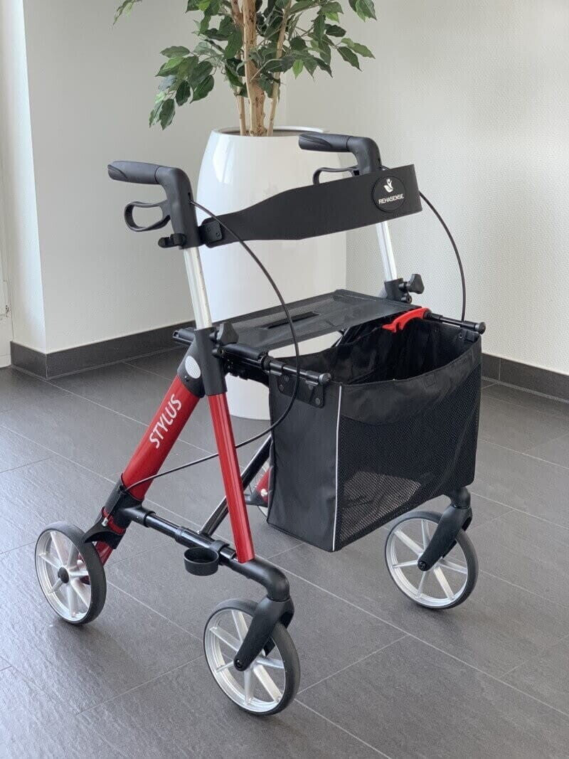Rehasense Stylus Folding Rollator 4 Wheel Walker Aluminium Lightweight Backrest and seat