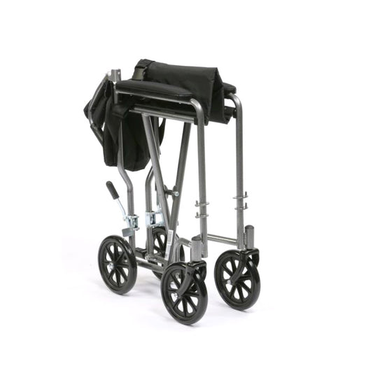 Compact Drive Medical 19" Width Transport Super Lightweight Travel Folding Wheelchair Chair Silver TR-39ESV