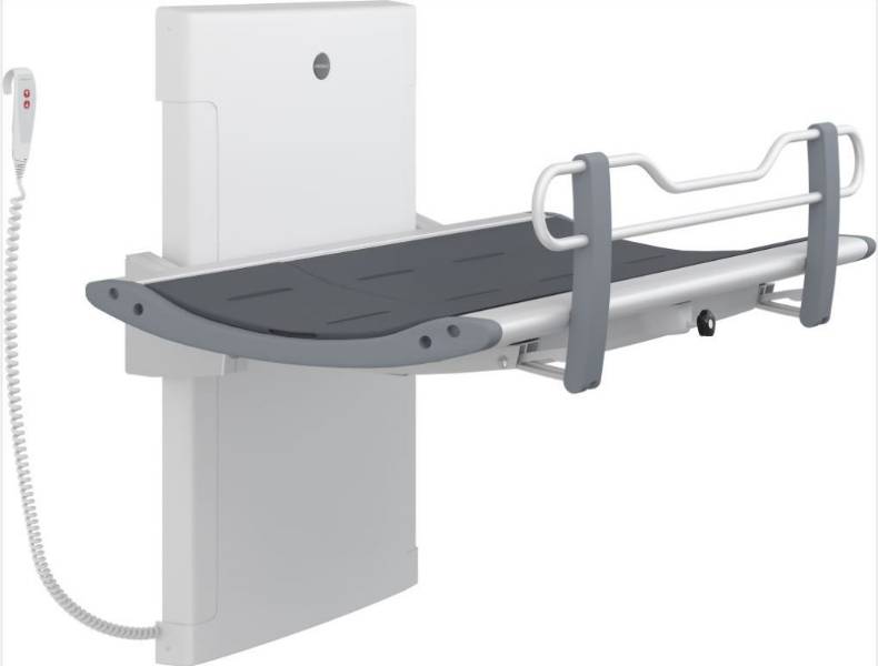 R8586318301 Pressalit SCT 3500 1410mm or 1910mm Powered Electric Wall Mounted Changing Bench Bed with Pressure Sensitive Stop