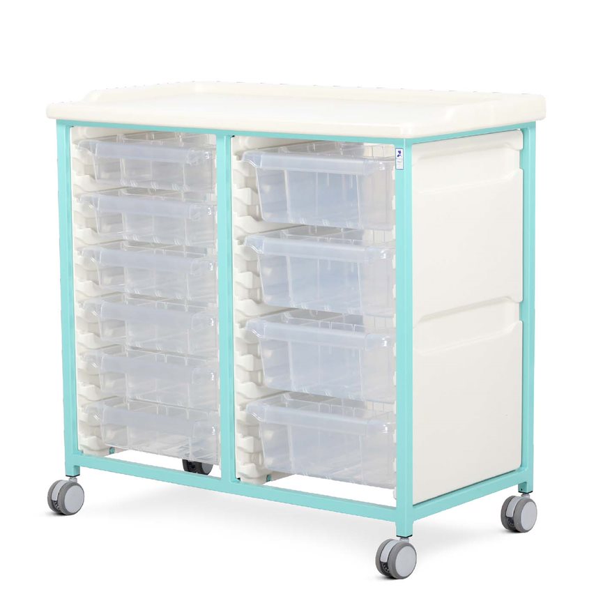 Bristol Maid Standard Level Hospital Home Double Column Tray Trolley - TTM2/10/6S4D