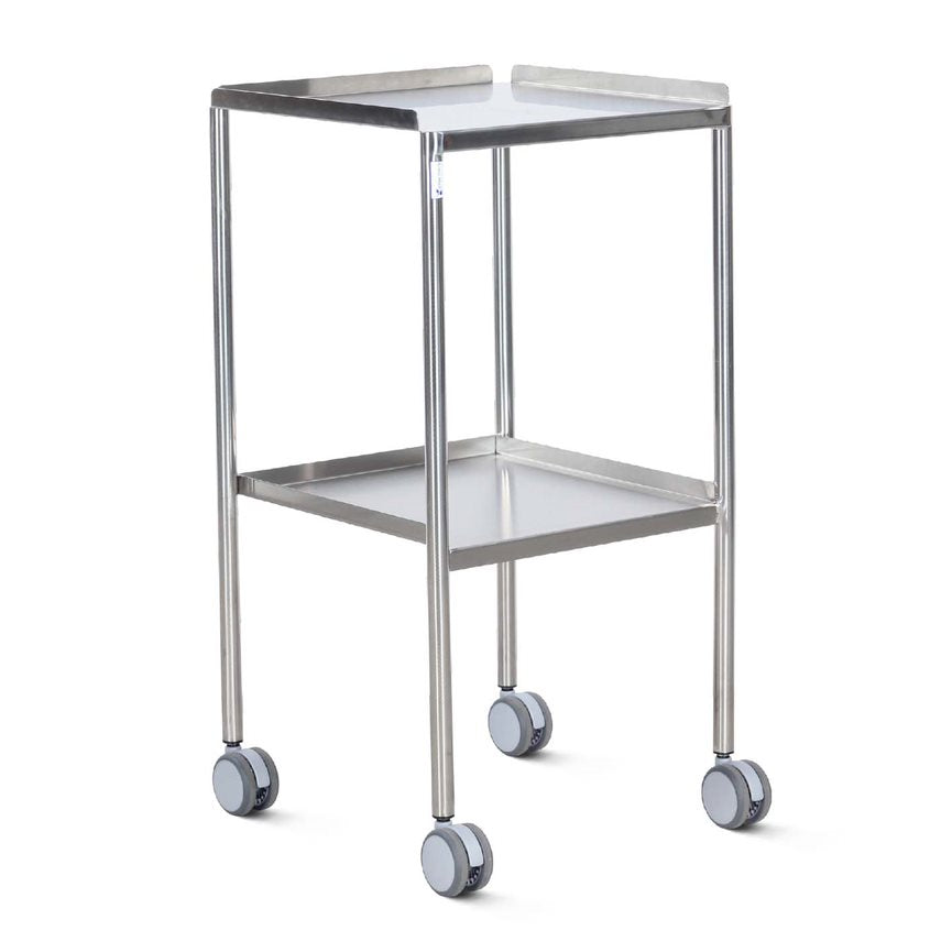 Bristol Maid Stainless Steel Dressing Trolley with Fixed Shelves Metal Silver Hospital Flange Up DTS/450/FU