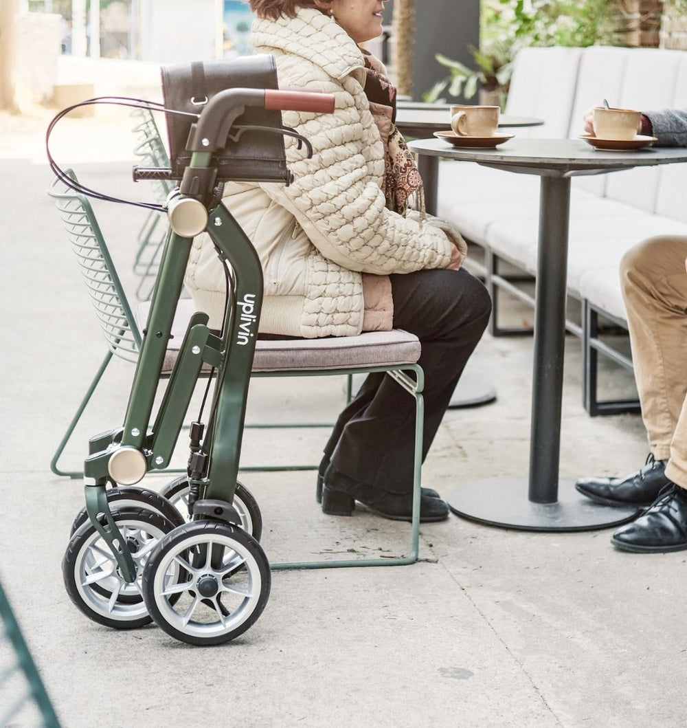 Déambulateur pliant Uplivin Trive ultra-compact, étroit, de luxe, Prestige, 4 roues, ultraléger