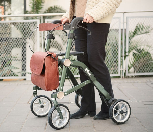 Uplivin Trive Rollator Luxury Prestige Top Of The Range 4 wheel folding compact Walker Ultra Lightweight Green Grey Terracotta Orange Aluminium 15-UL-001 15-UL-002 15-UL-003