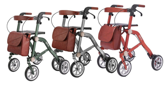 Déambulateur pliant Uplivin Trive ultra-compact, étroit, de luxe, Prestige, 4 roues, ultraléger