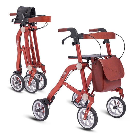 Déambulateur pliant Uplivin Trive ultra-compact, étroit, de luxe, Prestige, 4 roues, ultraléger