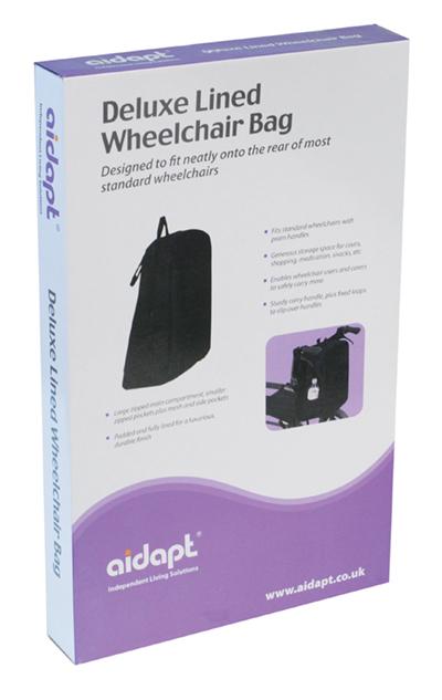 Aidapt Deluxe Lined Wheelchair Bag Rucksack Black Slip Over Handles Waterproof VA136SS