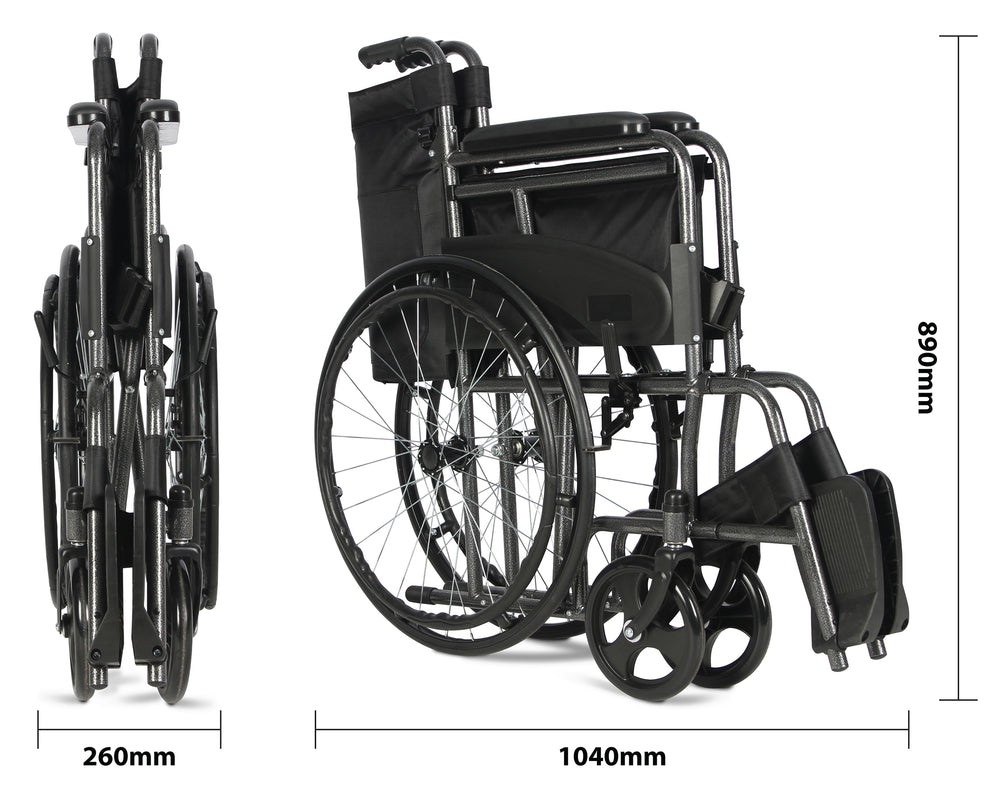 Aidapt Deluxe self Propelled Transit Chair VA163HAM and replacement footrests