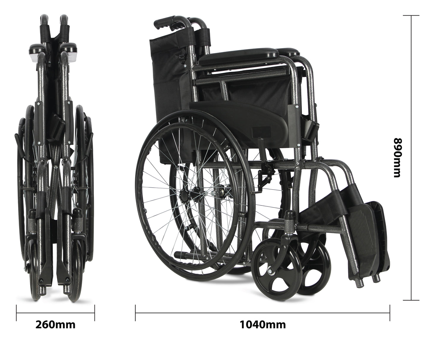 Aidapt Deluxe self Propelled Transit Chair VA163HAM and replacement footrests