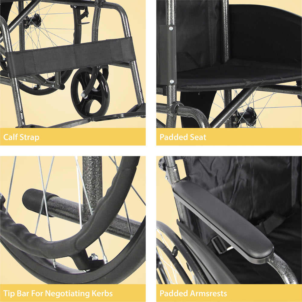 Aidapt Deluxe self Propelled Transit Chair VA163HAM and replacement footrests