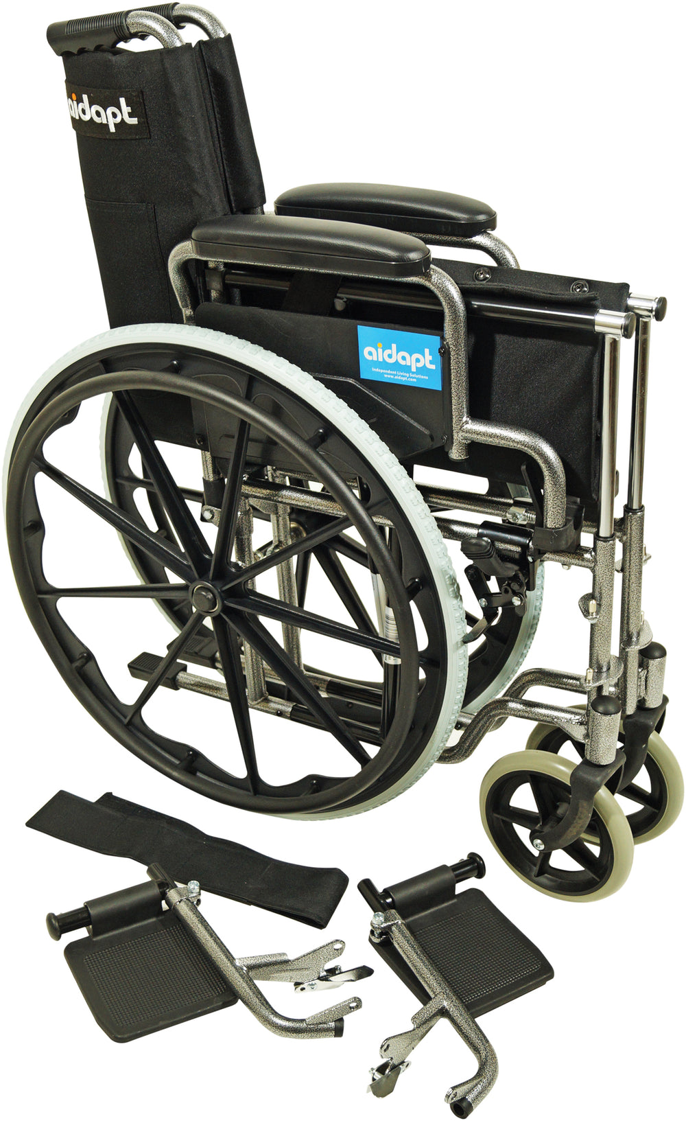 Aidapt Self Propelled Steel Transit Chair VA166 Black Blue Red Hammered