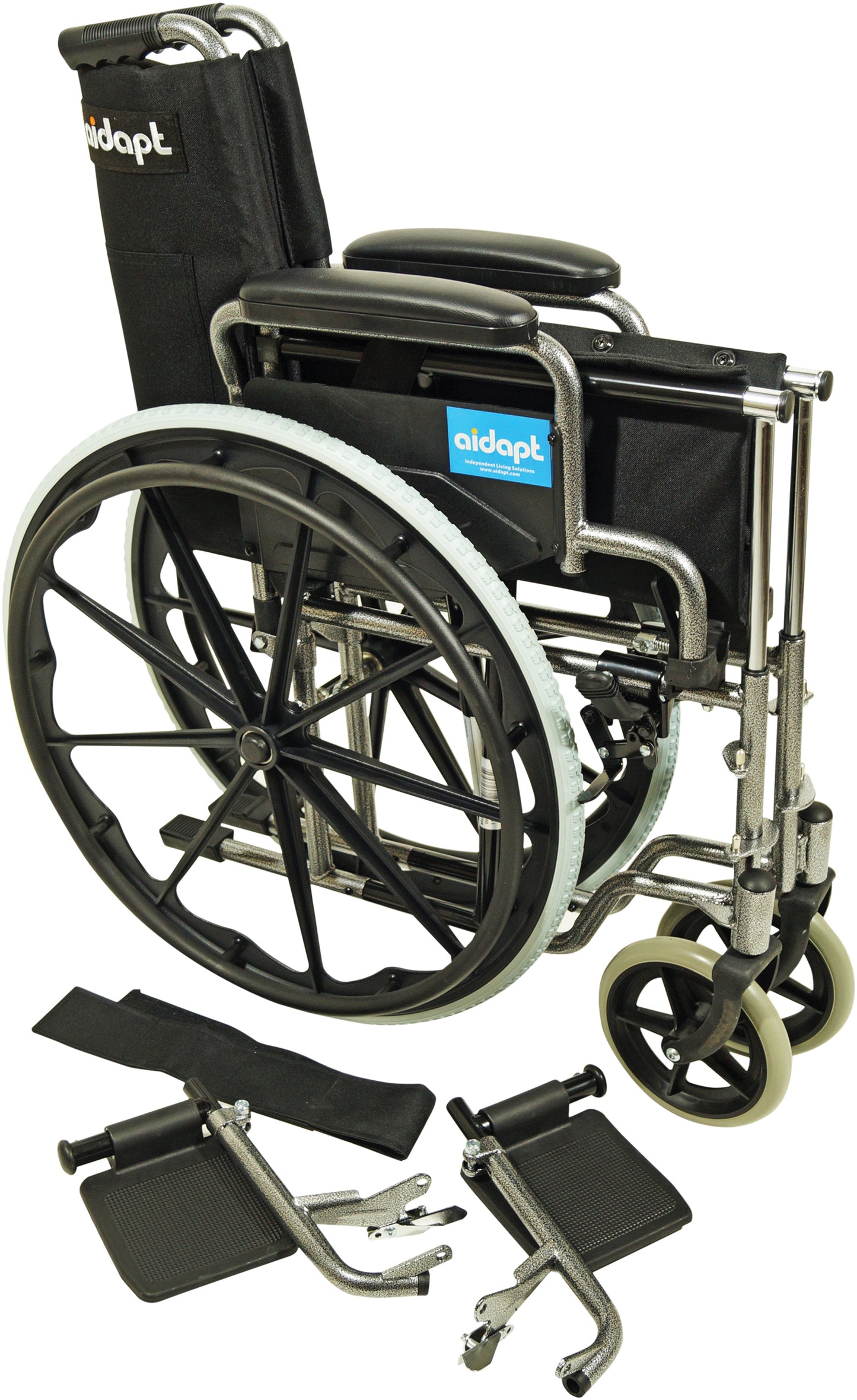 Aidapt Self Propelled Steel Transit Chair VA166 Black Blue Red Hammered