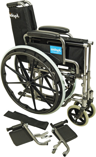 Aidapt Self Propelled Steel Transit Chair VA166 Black Blue Red Hammered