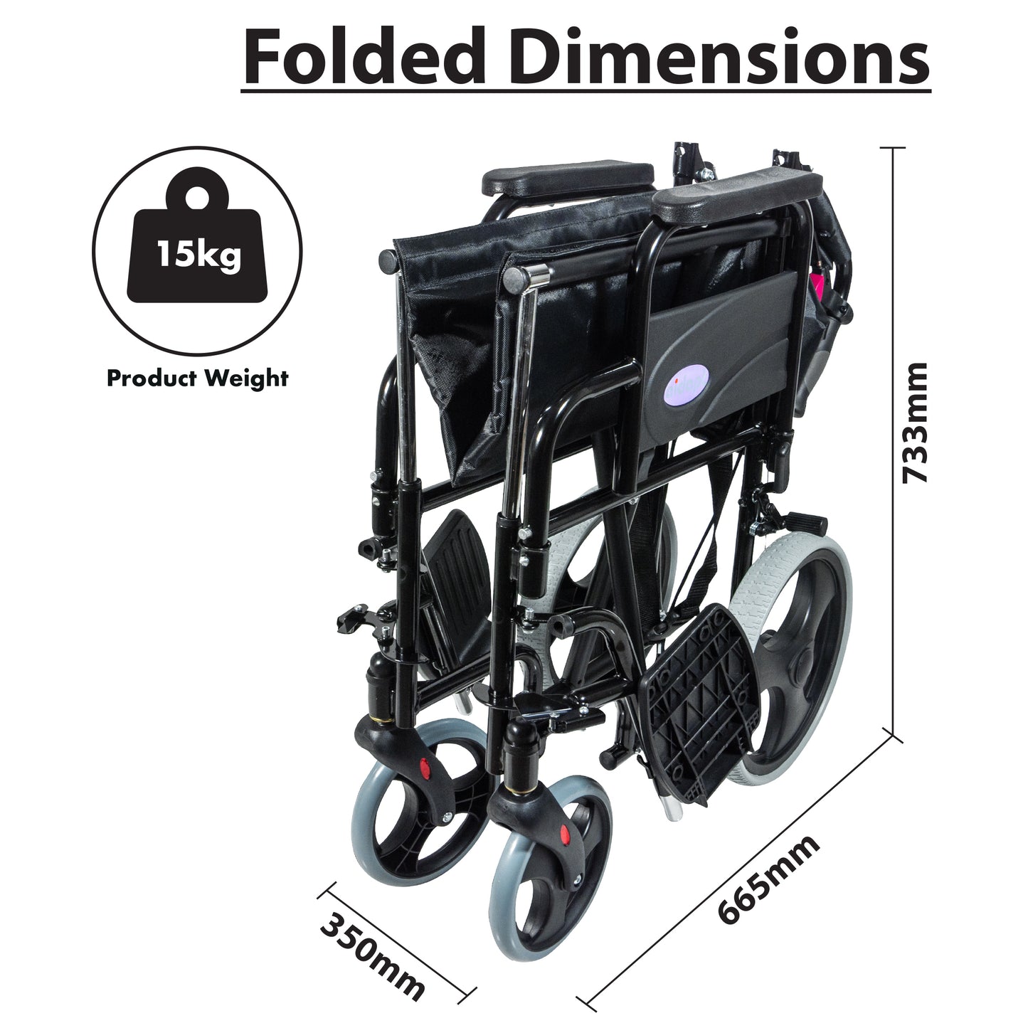 Aidapt Deluxe Attendant Propelled Steel Wheelchair VA169 and spare 12" castor and spare side panels