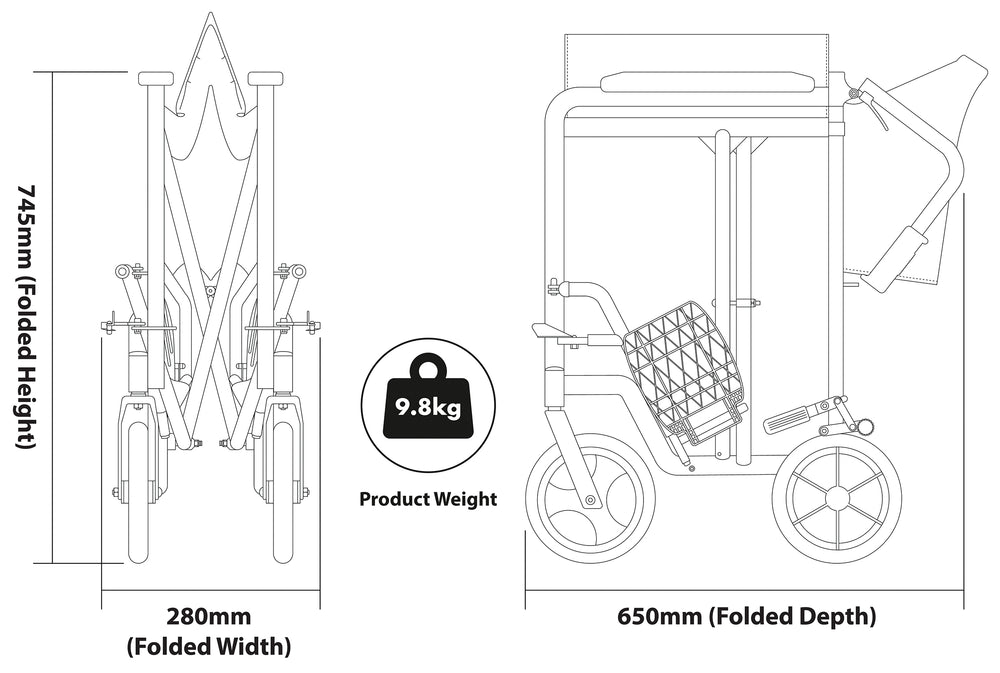 Aidapt Aluminium Compact Transit Chair VA172 and replacement footrests