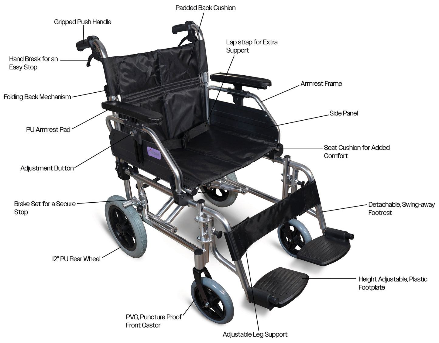 Aidapt The York Attendant Propelled Transit Chair VA173