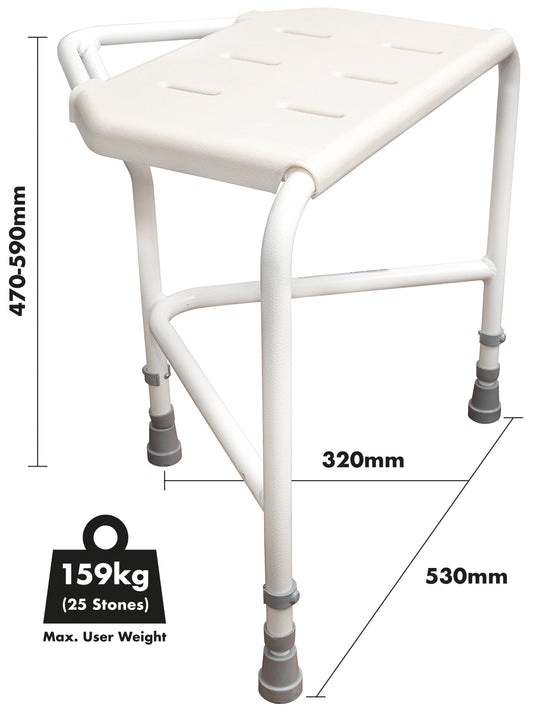 Pembury Compact Height Adjustable Corner Triangle Shaped 3 Leg Shower Stool VB636