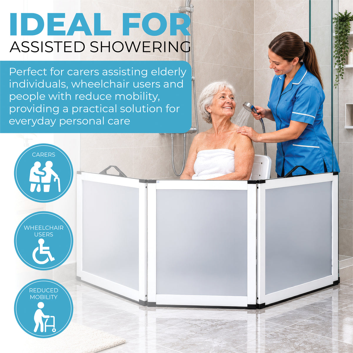 Aidapt Portascreen 3 Panel Shower Guard VB653