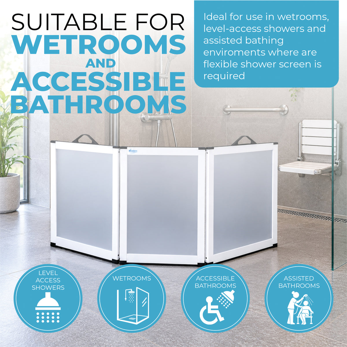 Aidapt Portascreen 3 Panel Shower Guard VB653