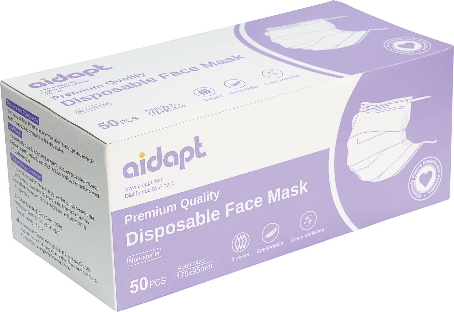 Aidapt Fluid Resistant Disposable Surgical Face Mask Type II R VG305 VG305R Pack of 50 or 25